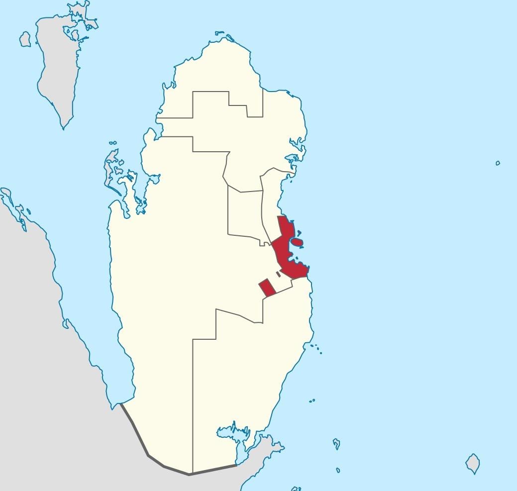 Mapa de doha qatar localización no mundo