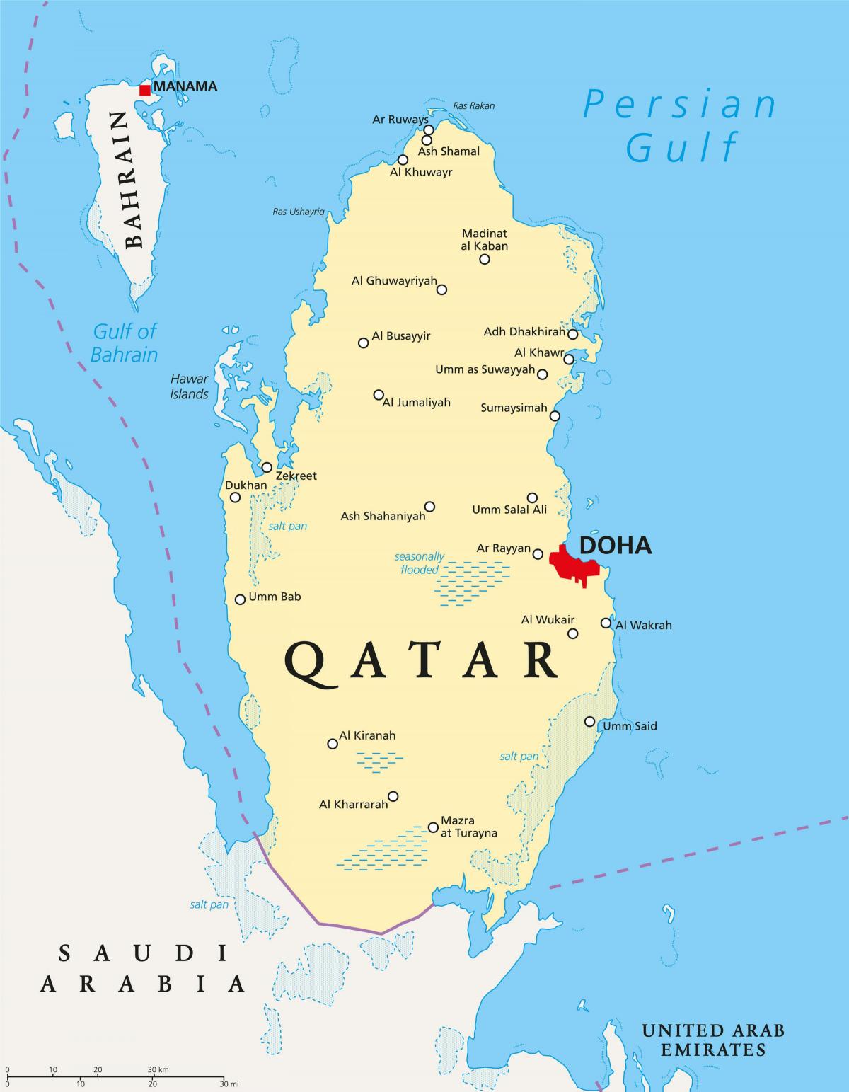 qatar mapa con cidades