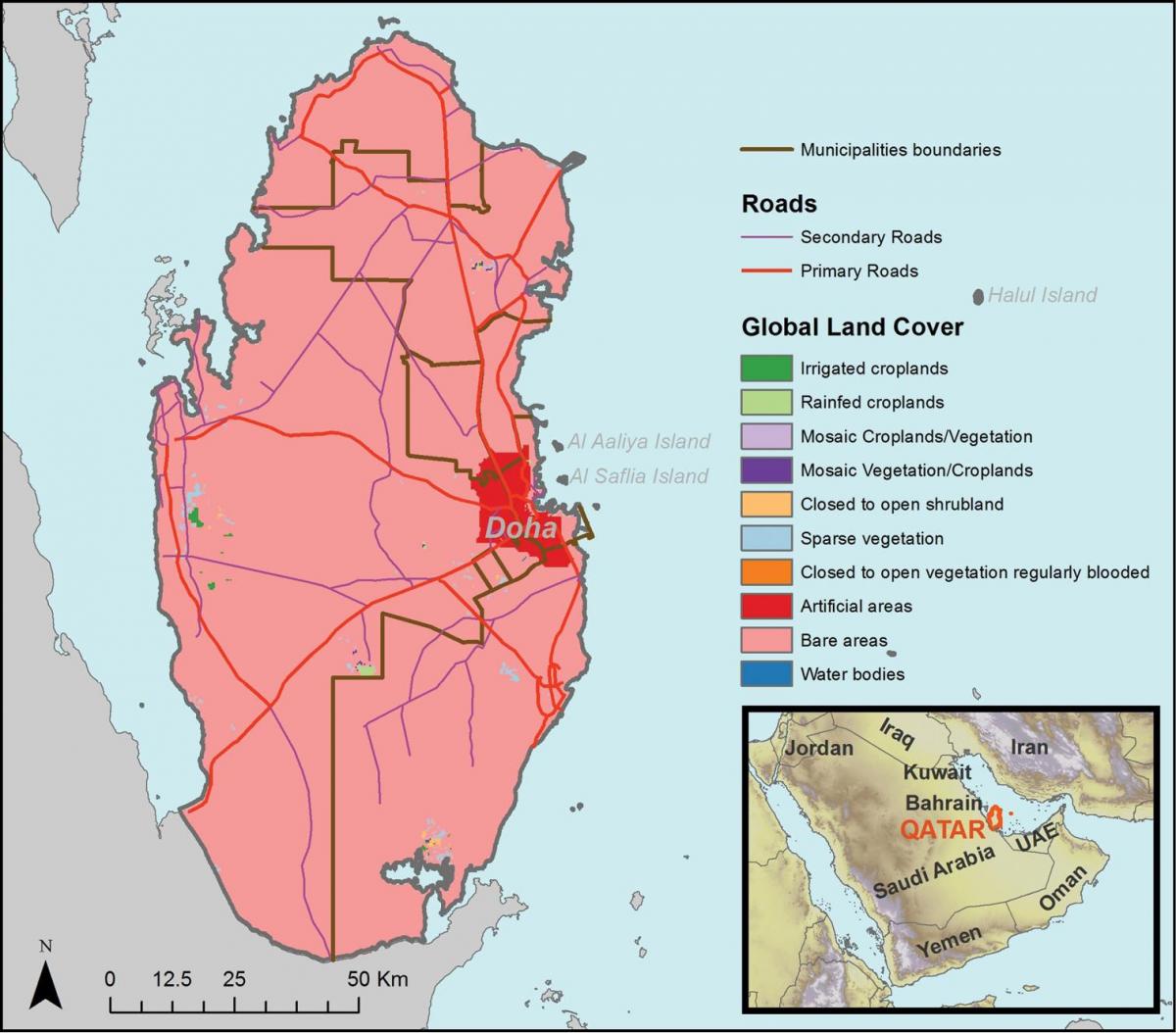 Mapa de qatar clima