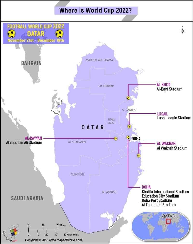 Mapa de qatar copa do mundo de estadios 