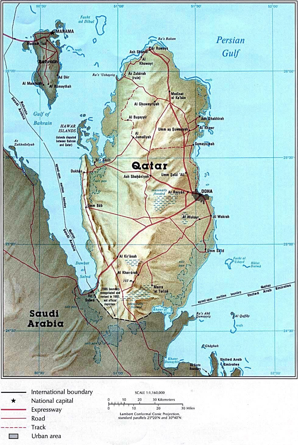 Mapa de qatar física