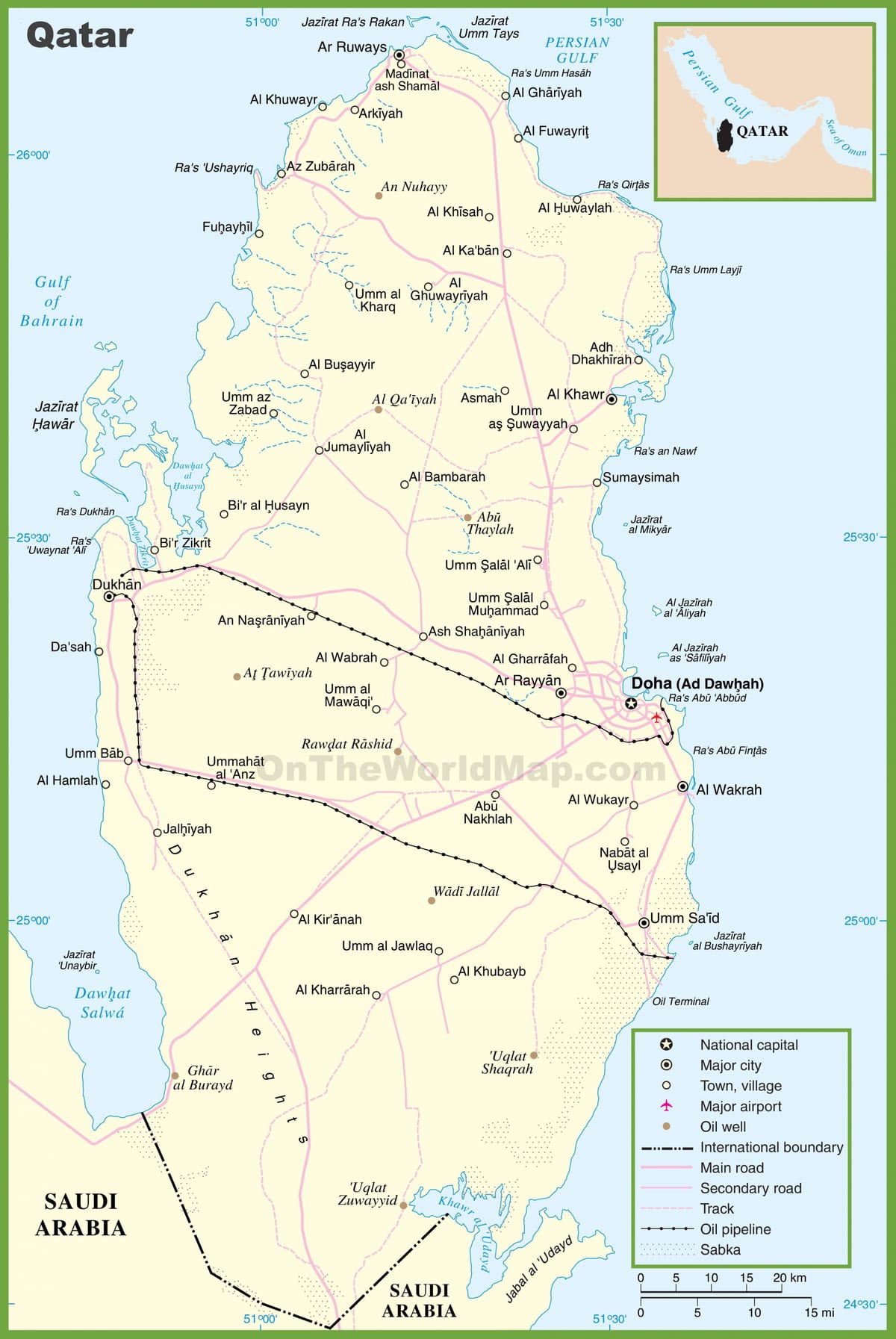 Mapa de qatar detallada