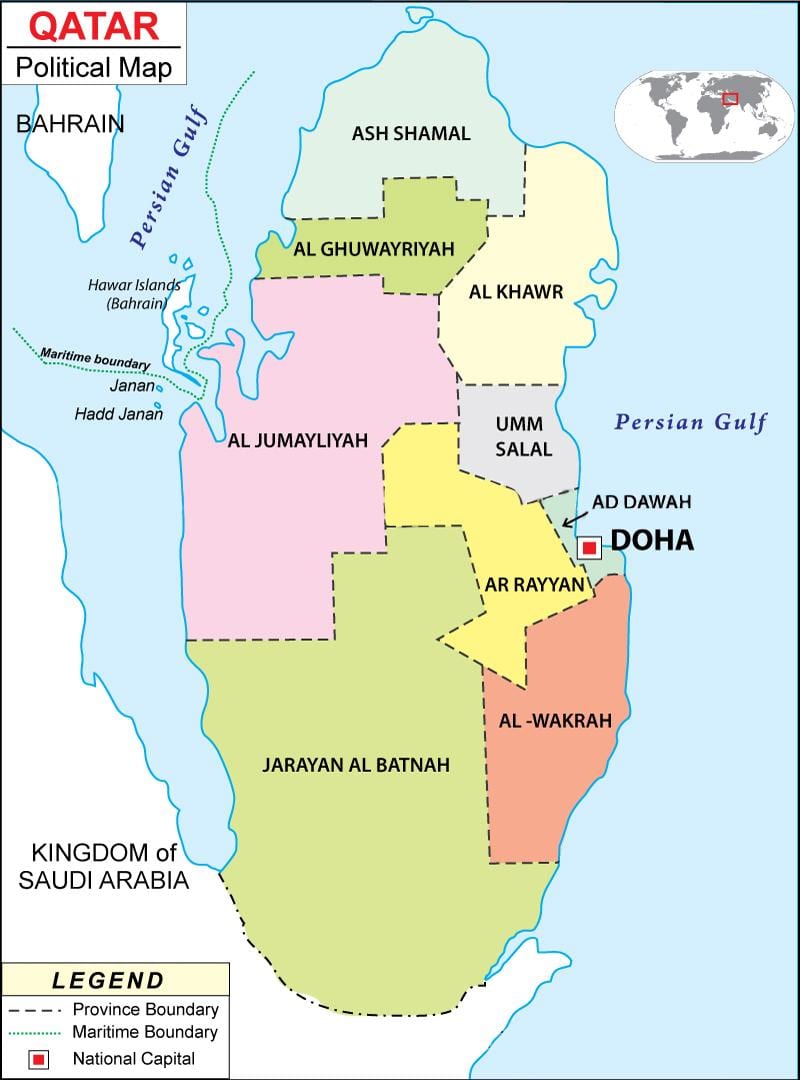 mapa de qatar rexión