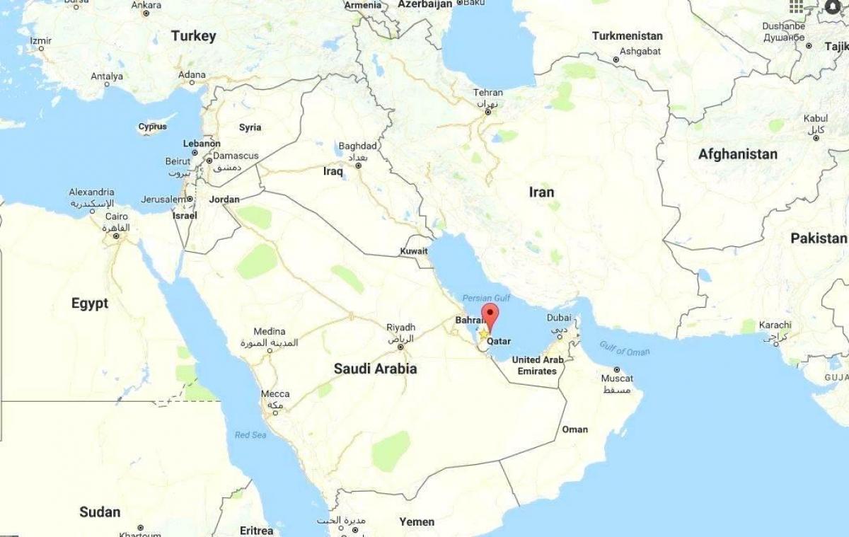 mapa do mundo mostrando qatar