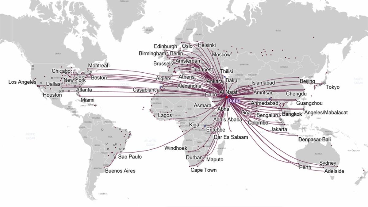 qatar airways ruta mapa de europa