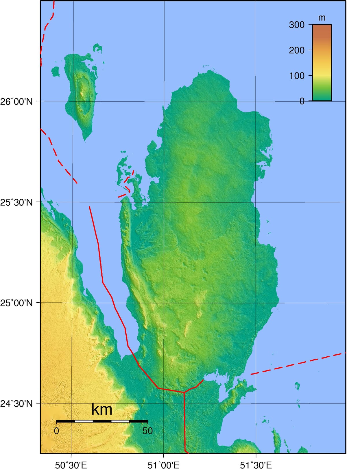 Mapa de qatar xeografía