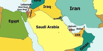 Mapa de qatar e os países veciños