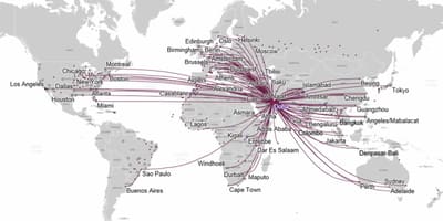 Qatar airways mapa de ruta