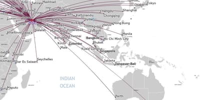 Qatar compañías aéreas mapa