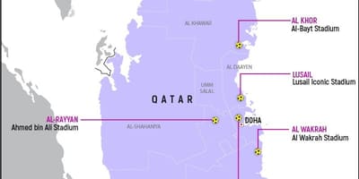 Mapa de qatar copa do mundo de estadios 