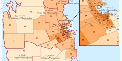 Mapa de qatar poboación